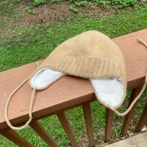 J. Crew tan knit hat ear flaps